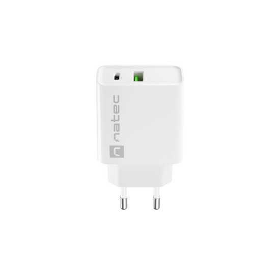 Ładowarka sieciowa Ribera 1x USB-A + 1x USB-C 20W Biała 