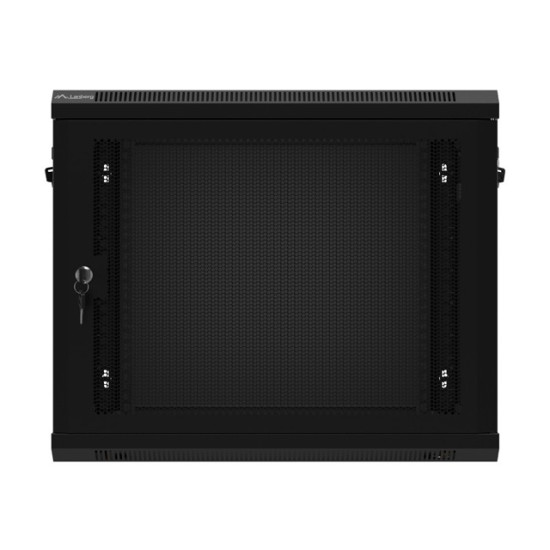 Szafa wisząca 19 cali 9U 600x450 drzwi perforowane (flat pack) czarna