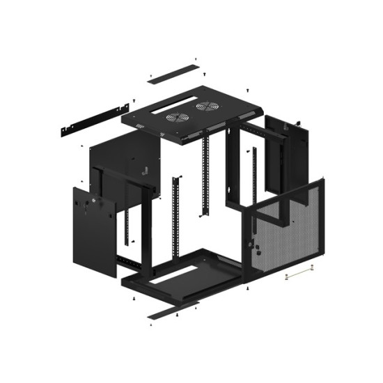 Szafa wisząca 19 cali 9U 600x450 drzwi perforowane (flat pack) czarna