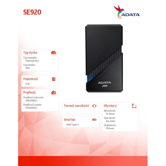 Dysk SSD External SE920 1TB USB4C 3800/3700 MB/s czarny