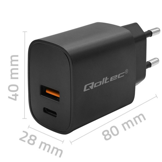 Ładowarka GaN Power Pro | 1xUSB-C | 1xUSB | 30W | 5-20V | 1.5-3A | Czarna 