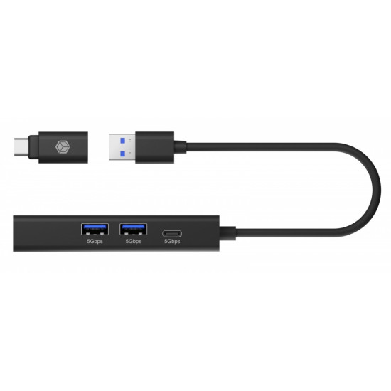 Hub IB-HUB1439-LAN 4w1 HUB, 1x USB-C, 2xUSB-A, 1x LAN 