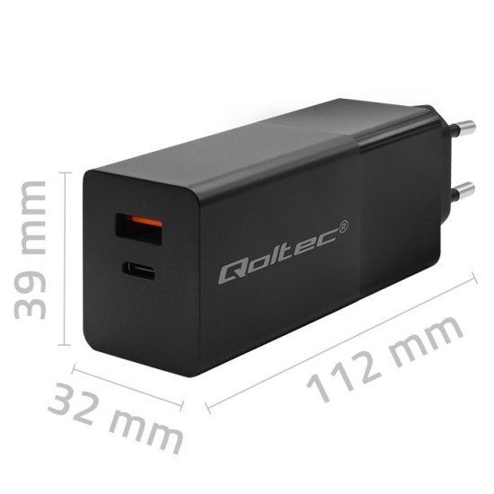Ładowarka GaN Power Pro | 1xUSB-C | 1xUSB | 100W | 5-20V | 1.5-5A| PD | Czarna 