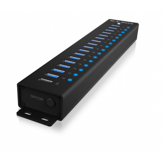 Hub IB-HUB1717 16+1 port USB HUB, 16x USB + 1x USB do ładowania, USB 3.2 Gen 1, 96 Watt zasilacz 