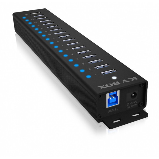 Hub IB-HUB1717 16+1 port USB HUB, 16x USB + 1x USB do ładowania, USB 3.2 Gen 1, 96 Watt zasilacz 