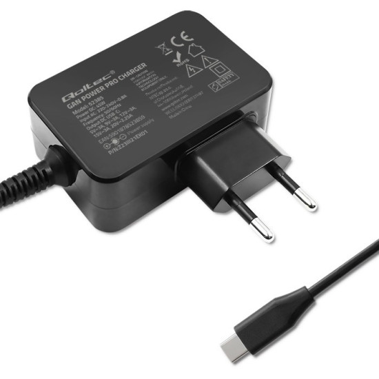 Ładowarka GaN Power Pro | 1xUSB-C | 45W | 5-20V | 2.25-3A |      Czarna 