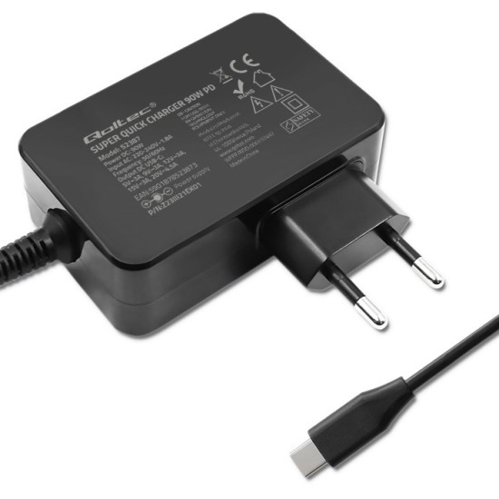 Ładowarka GaN Power Pro | 1xUSB-C | 90W | 5-20V | 3-4.5A | Czarna 