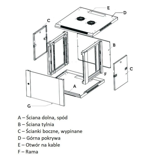 Szafa rack 6U 10 cali szara wisząca 