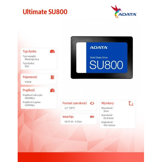 SSD Ultimate SU800 512GB S3 560/520 MB/s TLC 3D 