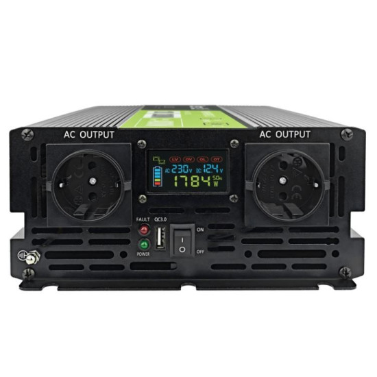 Przetwornica LCD 12V 2000W/4000W Czysty sinus z wywietlaczem 