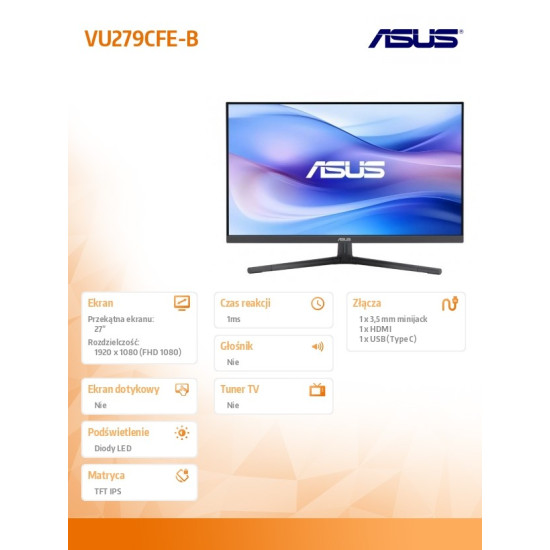 Monitor 27 cali VU279CFE-B IPS 100Hz USB-C