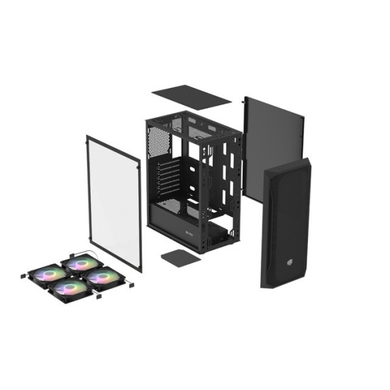 Obudowa Fury Shobo SH4F RGB Midi Tower z oknem Czarna 