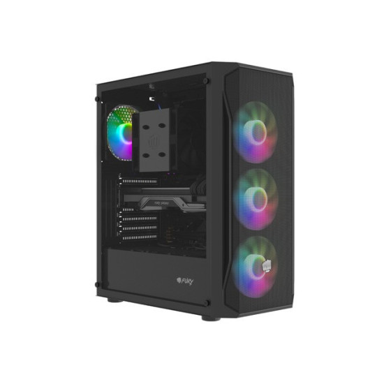 Obudowa Fury Shobo SH4F RGB Midi Tower z oknem Czarna 
