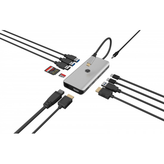Stacja dokująca IB-DK4061-CPD 12w1,2xHDMI, PD 100W 