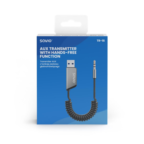 Adapter transmiter AUX z bluetooth 5.3, funkcja zestawu głośnomówiącego, TR-16