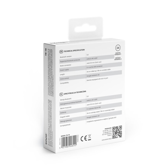 Adapter transmiter AUX z bluetooth 5.3, funkcja zestawu głośnomówiącego, TR-16