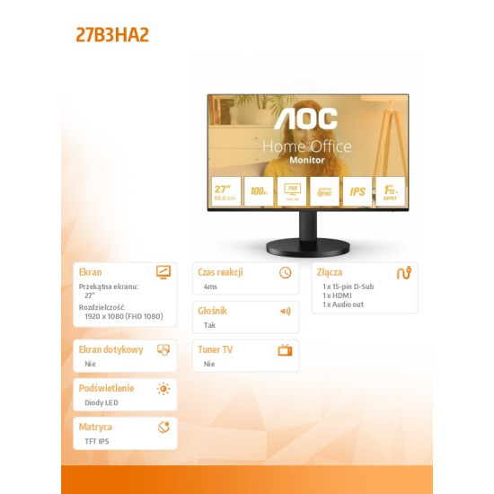 Monitor 27B3HA2 27 cali IPS 100Hz HDMI Głośniki 