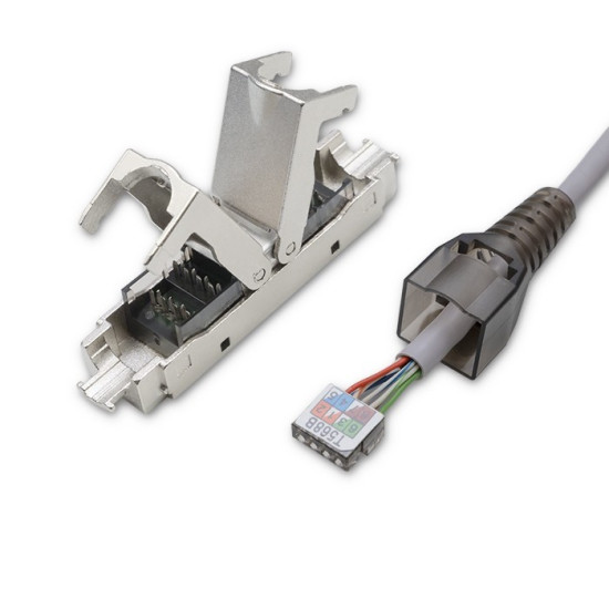 Wtyk RJ45 beznarzędziowy STP | CAT6 | JACK PIN | T568B | T568A 