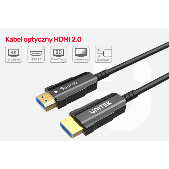 Kabel Optyczny HDMI 2.0 10m 4K60Hz C11072BK-10M 