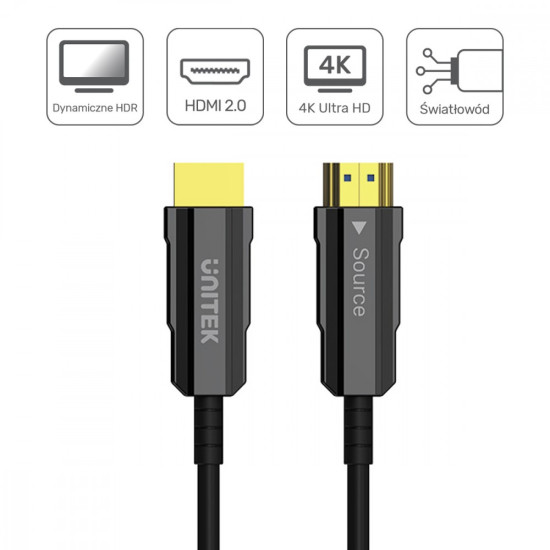 Kabel Optyczny HDMI 2.0 10m 4K60Hz C11072BK-10M 