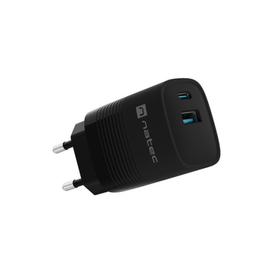Ładowarka sieciowa Ribera GAN 1X USB-A + 1X USB-C 30W Czarna