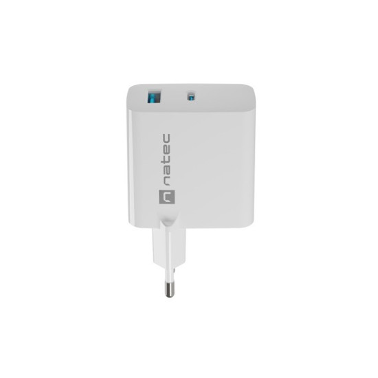 Ładowarka sieciowa Ribera GAN 1X USB-A + 1X USB-C 45W Biała