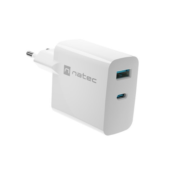 Ładowarka sieciowa Ribera GAN 1X USB-A + 1X USB-C 45W Biała