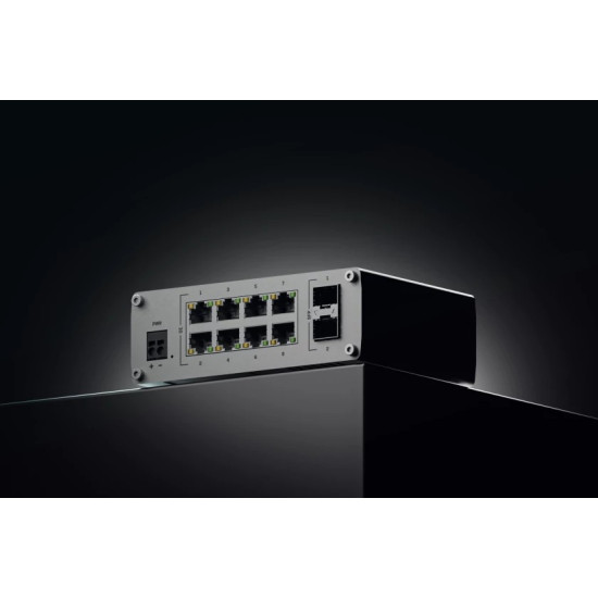 Przełącznik niezarządzalny TSW210 Switch 2xSFP 8xPoE+ 8xGbE DIN RAIL Back Panel 