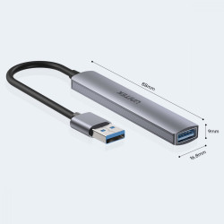 Hub USB-A; 3x USB-A 2.0; 1x USB-A 5 Gbps Aluminiowy 