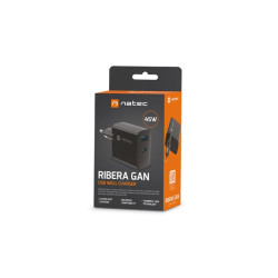Ładowarka sieciowa Ribera GAN 1X USB-A + 1X USB-C 45W Czarna