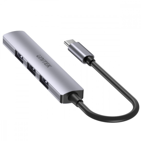 HUB USB-C; 3x USB-A 2.0 1x USB-A 5 Gbps Aluminiowy 