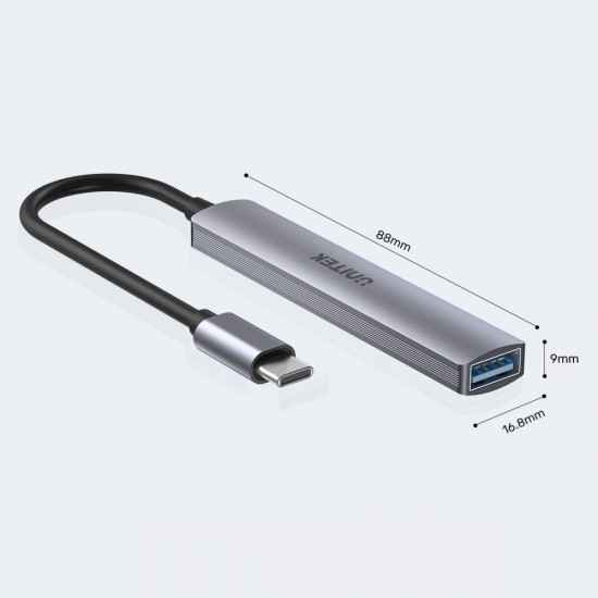 HUB USB-C; 3x USB-A 2.0 1x USB-A 5 Gbps Aluminiowy 