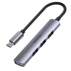 HUB USB-C; 3x USB-A 2.0 1x USB-A 5 Gbps Aluminiowy 