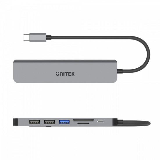 HUB USB-C 7w1 Aluminium PD 100W ; 5 Gbps ; HDMI 4K 