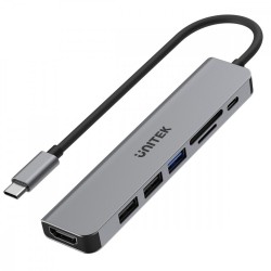 HUB USB-C 7w1 Aluminium PD 100W ; 5 Gbps ; HDMI 4K 