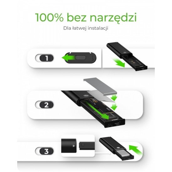 Obudowa dysku SSD IB-1807MT-C31 M.2 NVMe, USB 3.2(Gen2) Type-C, Aluminium 