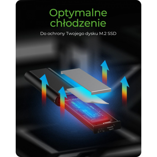 Obudowa dysku SSD IB-1807MT-C31 M.2 NVMe, USB 3.2(Gen2) Type-C, Aluminium 