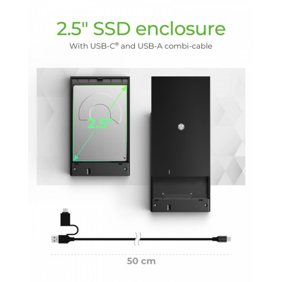 Obudowa IB-200T-C3 2,5  SATA USB 3.2 Gen.1 