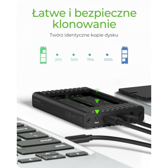 Stacja ICY BOX IB-2817MCL-C31  z funkcją klonowania dla 2x NVMe  SSD 