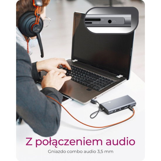 Stacja dokująca IB-DK4040-CPD TYPE-C z dwoma interfejsami wideo 