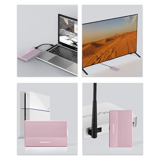 Obudowa | Kieszeń na dysk SSD HDD 2.5 cala | SATA | USB 3.0 | Super  speed 5Gb/s | 2TB | Różowy