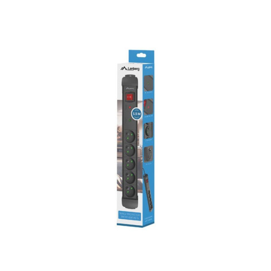 Listwa zasilająca  1,5m 5x230V  SP1-05E-0150-BK 