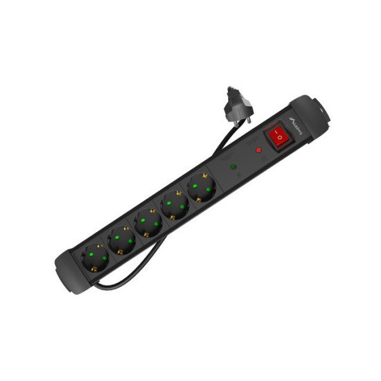 Listwa zasilająca 3.0m 5x230 SC SP1-05F-0300-BK 