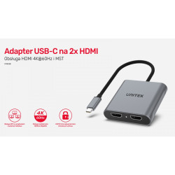 Adapter USB-C - 2x HDMI 2.0;  4K MST; M/F 
