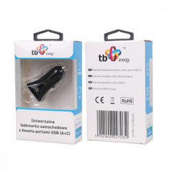 Ładowarka samochodowa uniwersalna USB A+C QC 