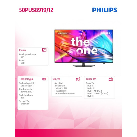 Telewizor LED 50 cali 50PUS8919/12