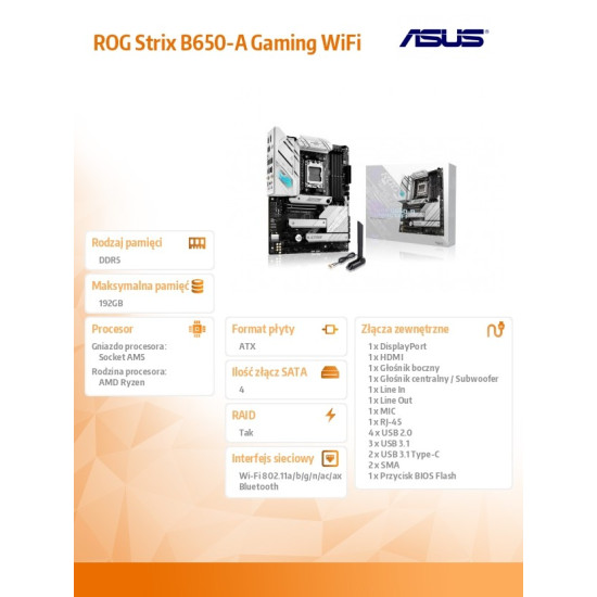 Płyta główna ROG STRIX B650-A Gaming WiFi AM5 4DDR5 ATX 