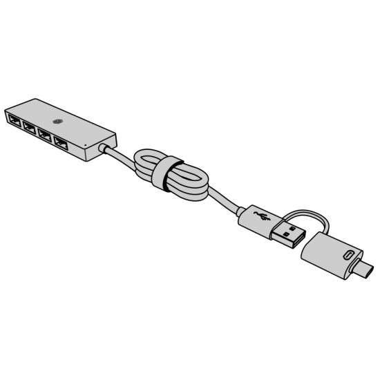Hub IB-HUB1424-C3 4-Port USB Typ-A, złącze Typ-C/A 