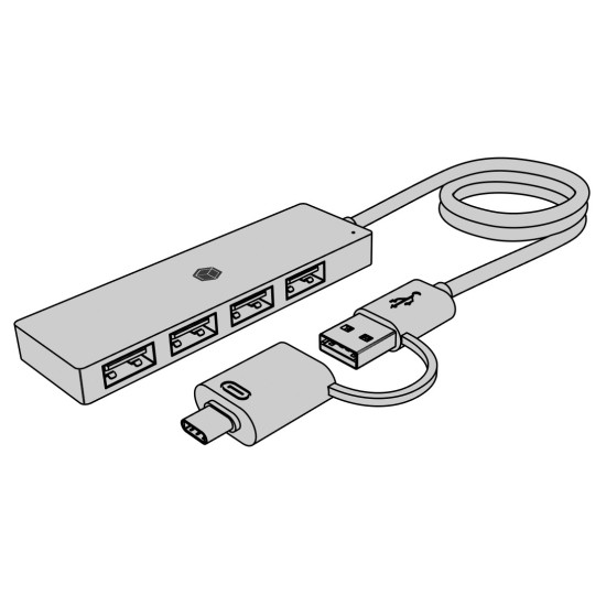 Hub IB-HUB1424-C3 4-Port USB Typ-A, złącze Typ-C/A 