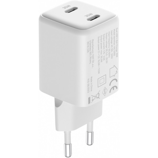 Ładowarka sieciowa USB C 2x18W 3A Power delivery 3.0 QC3.0 Biała